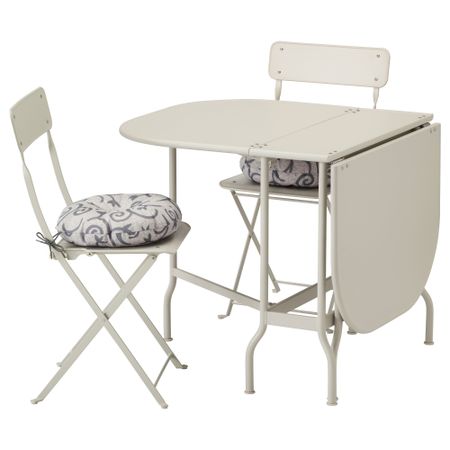 Стол + 2 складных стула для сада САЛЬТХОЛЬМЕН, бежевый, Стегон бежевый