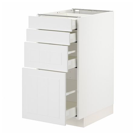 Напольный шкаф 4 фасада/4 ящика, белый/Стенсунд белый 40x60 см IKEA METOD МЕТОД / MAXIMERA МАКСИМЕРА 394.097.19