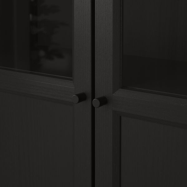 Стеллаж, 120x30x237 см, черно-коричневый, стекло IKEA BILLY БИЛЛИ, OXBERG ОКСБЕРГ 892.177.27 - фото 4