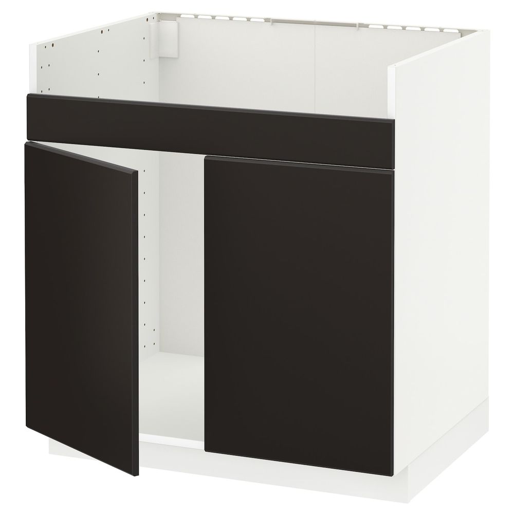 Напольный шкаф для двойной мойки ХАВСЕН, белый/Кунгсбакка антрацит 80x60 см IKEA METOD МЕТОД 392.807.02 - схема-чертеж с размерами