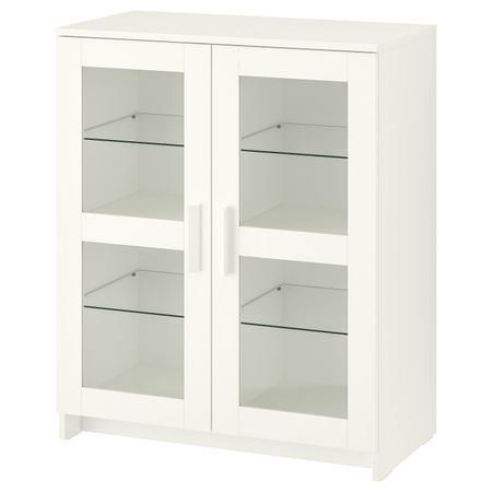 Шкаф с дверями, стекло/белый 78x95 см IKEA BRIMNES БРИМНЭС 403.833.51