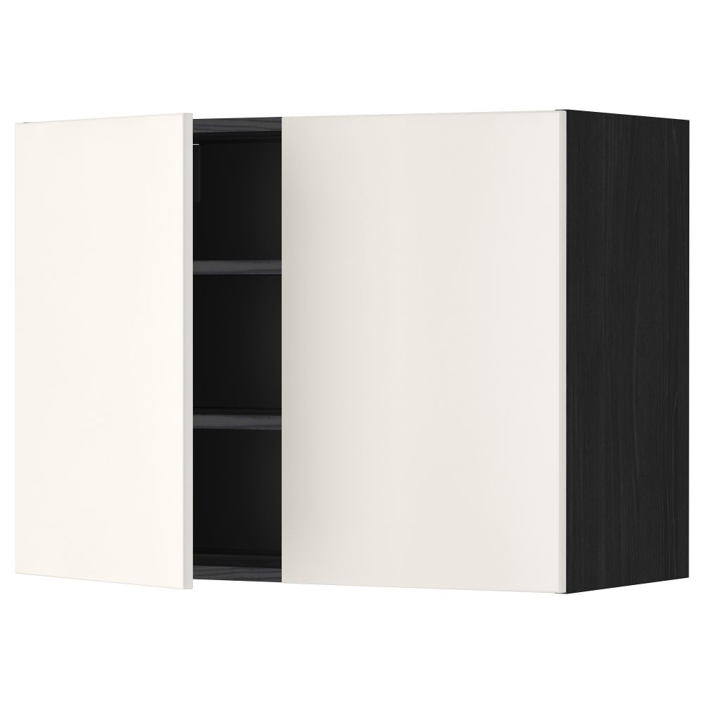 Навесной шкаф с полками, 2 дверцы МЕТОД, черный, Веддинге белый - схема-чертеж с размерами