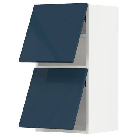 Навесной горизонтальный шкаф/2двери, белый/Ерста черно-синий 40x80 см IKEA METOD МЕТОД 693.938.25