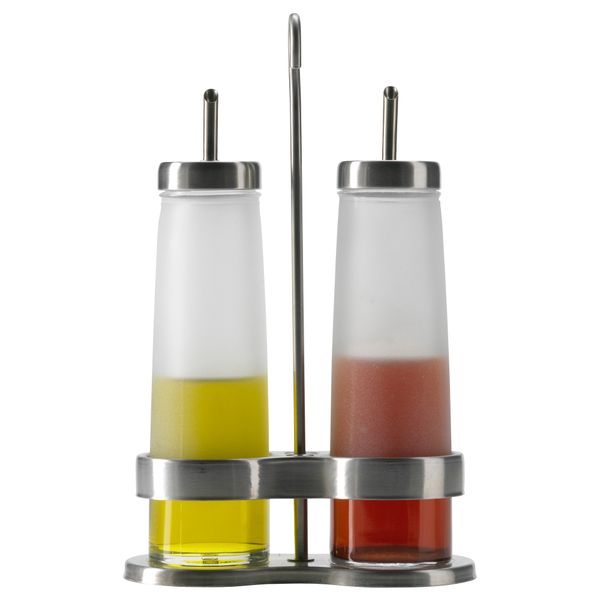 Набор для масла/уксуса, 3 предмета ДРОППАР, матовое стекло, нержавеющ сталь - фото 2