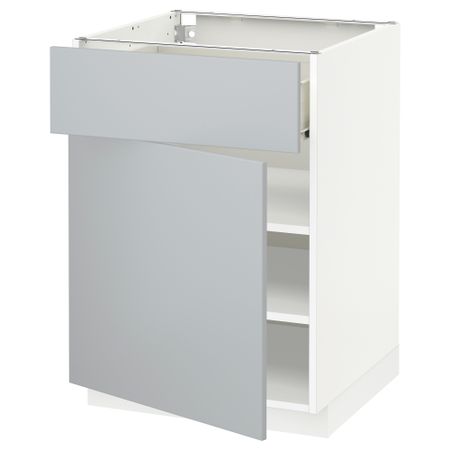 Напольный шкаф с ящиком, дверью МЕТОД / ФОРВАРА, белый, Веддинге серый