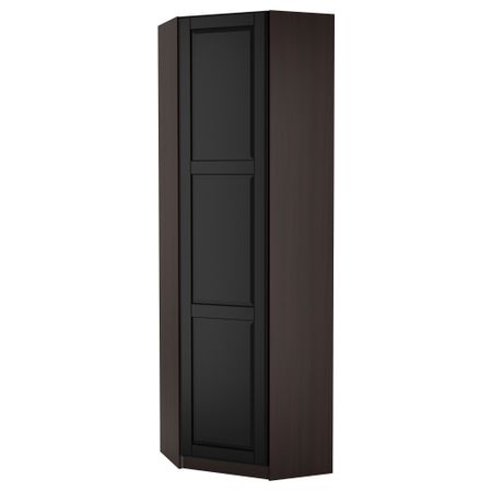 Гардероб угловой ПАКС, черно-коричневый, Ундредаль черный