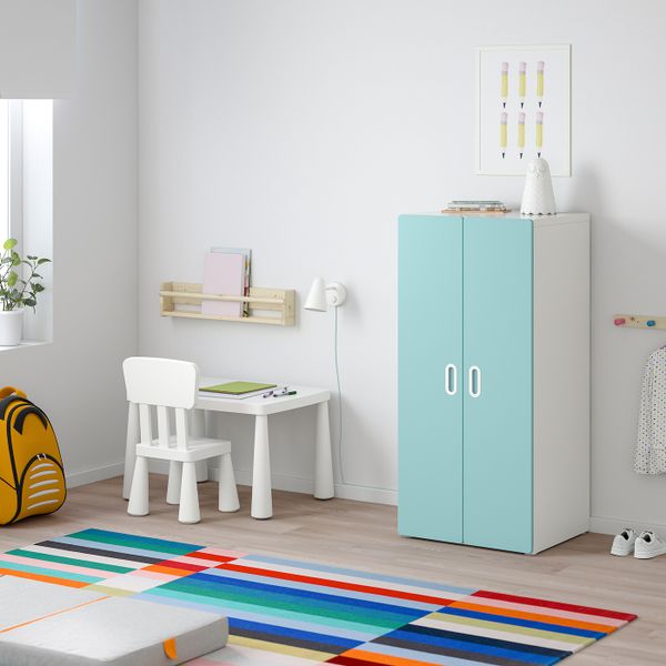 Шкаф платяной, белый/голубой 60x50x128 см IKEA STUVA СТУВА / FRITIDS ФРИТИДС 392.527.99 - фото 2