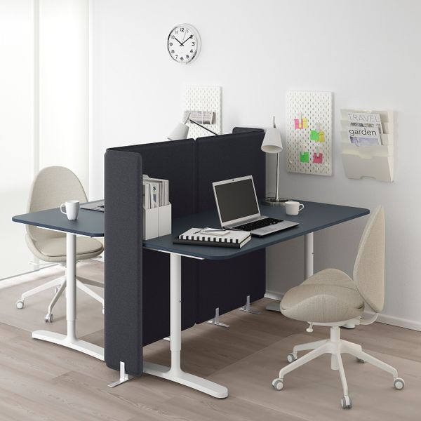 Стол с экраном, линолеум синий, белый 160x160 120 см IKEA БЕКАНТ 092.880.40 - фото 2