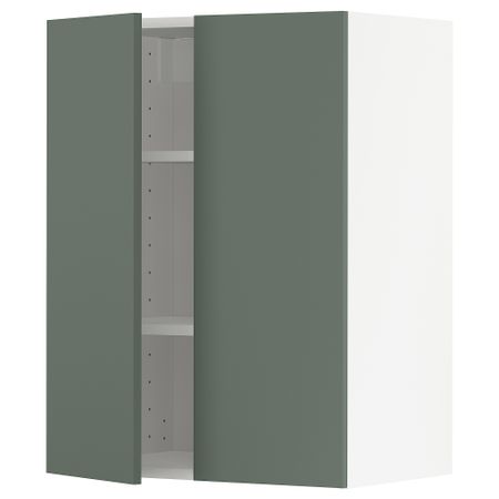 Навесной шкаф с полками, 2 дверцы, белый, Bodarp серо-зеленый, 60x80 см IKEA METOD МЕТОД 594.623.29