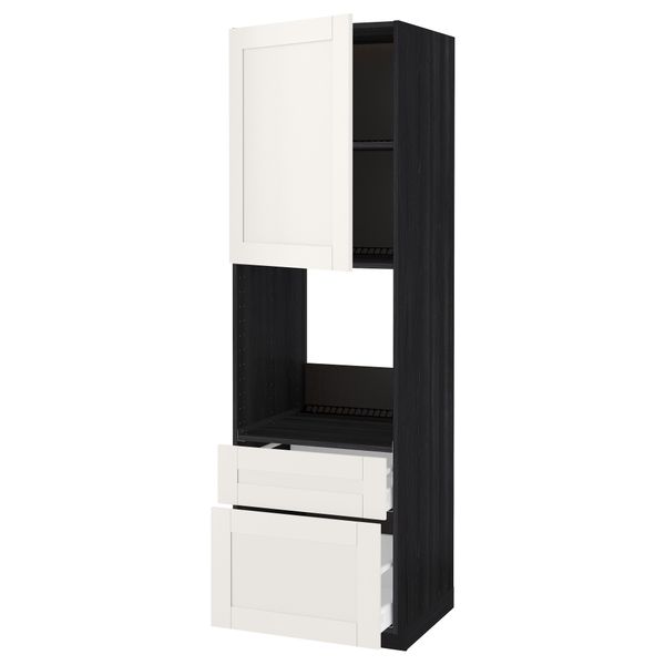 Высокий шкаф для духовки + дверь, 2 ящика МЕТОД / МАКСИМЕРА, черный, Сэведаль белый - схема-чертеж с размерами