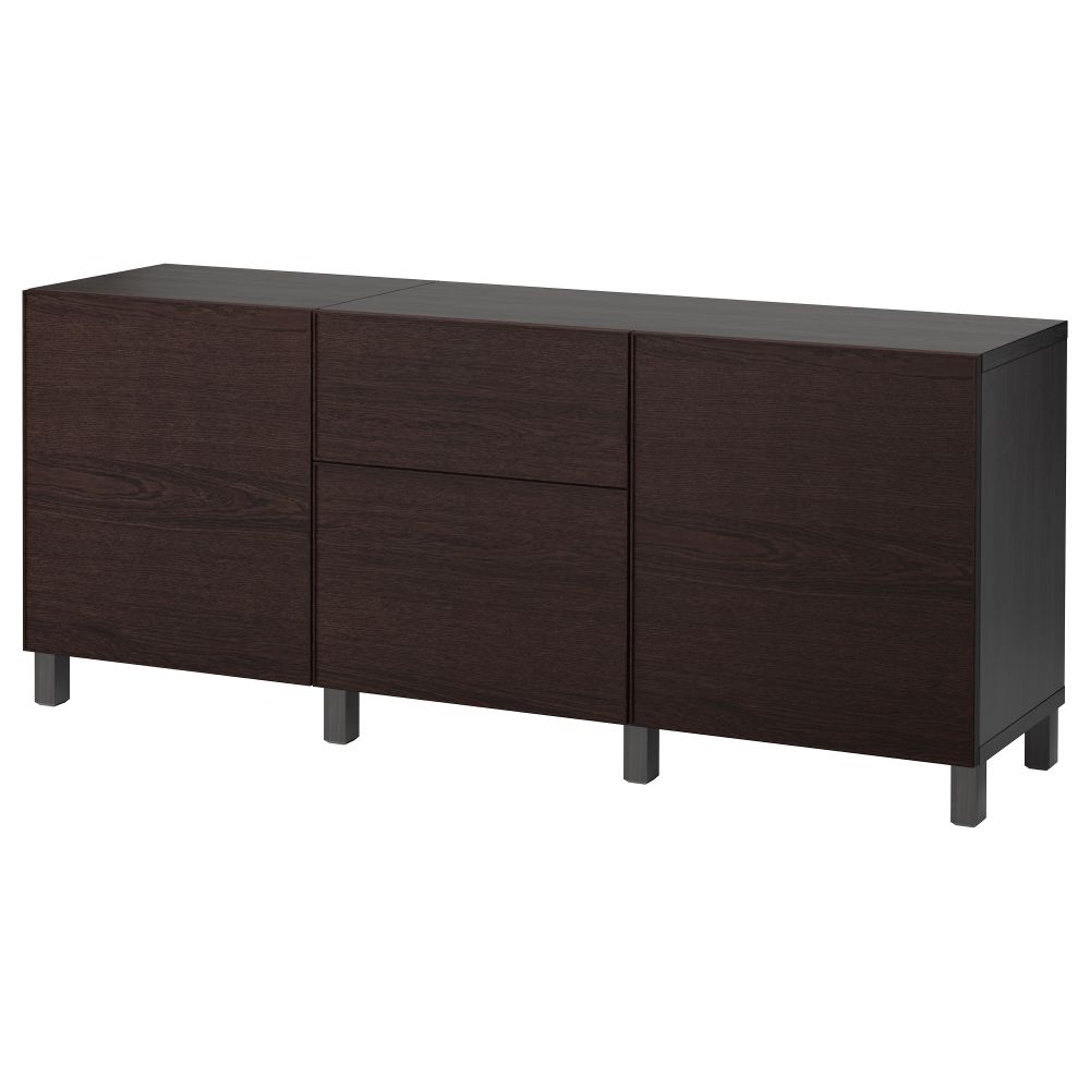 Комбинация для хранения с ящиками БЕСТО, черно-коричневый, Инвикен черно-коричневый (180x40x74 см) - фото 1