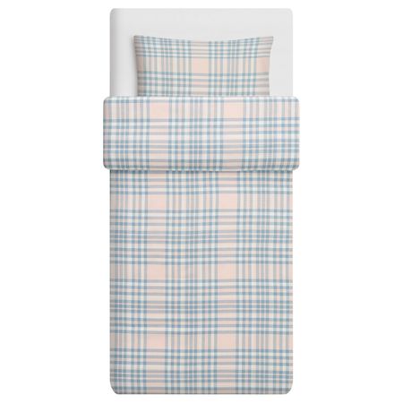 Пододеяльник и 1 наволочка, серый/розовый клетка 150x200/50x70 см IKEA STRIMKLÖVER СТРИМКЛЁВЕР 504.950.08