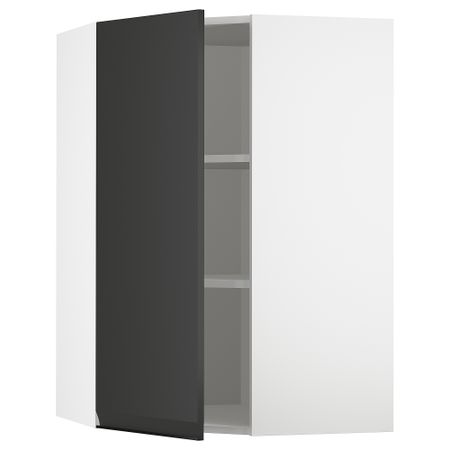 Угловой навесной шкаф с полками, белый, Upplöv матовый антрацит, 68x100 см IKEA METOD МЕТОД 094.930.12