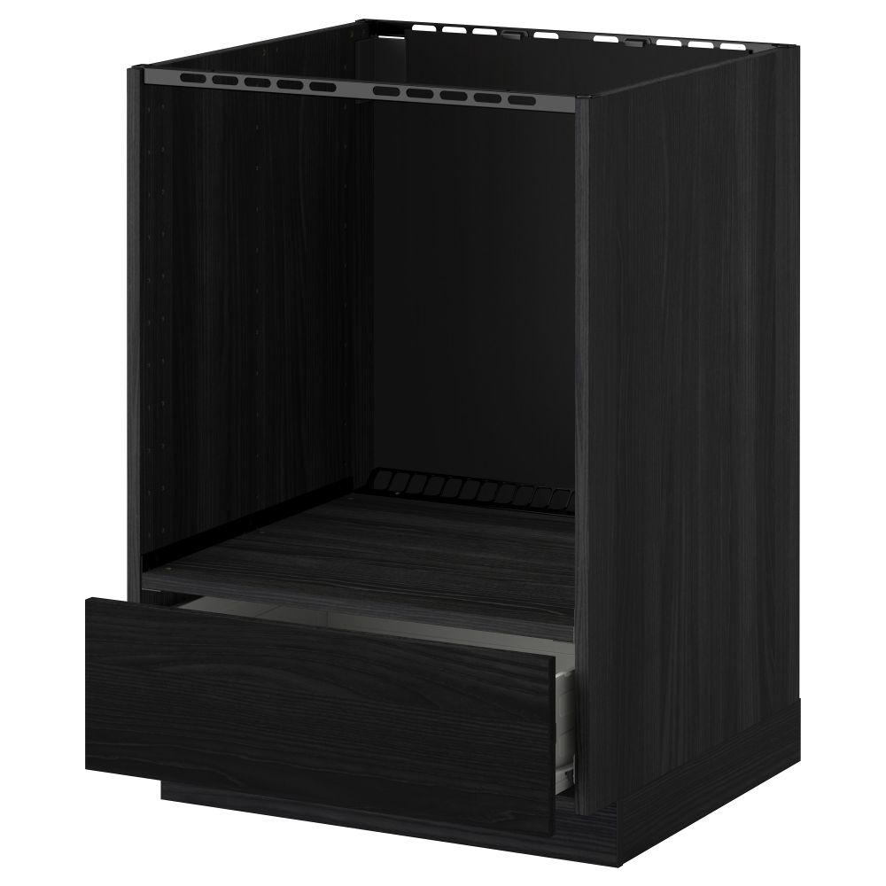Напольный шкаф для духовки, с ящиком МЕТОД / ФОРВАРА, черный, Тингсрид черный (60x60 см) - схема-чертеж с размерами