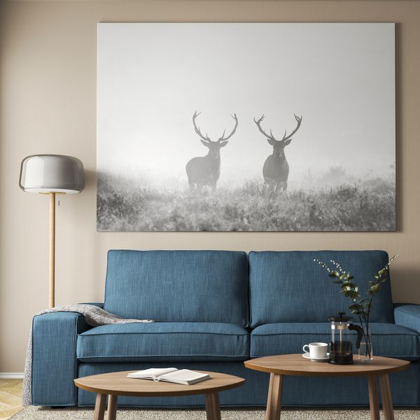 Картина с рамой, Олени в тумане/цвет алюминия 200x140 см IKEA BJÖRKSTA БЬЁРКСТА 893.847.21 - фото 3