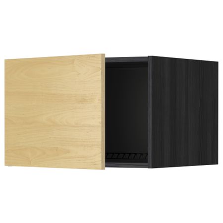 Верхний шкаф на холодильник, морозильник МЕТОД, черный, Тингсрид береза