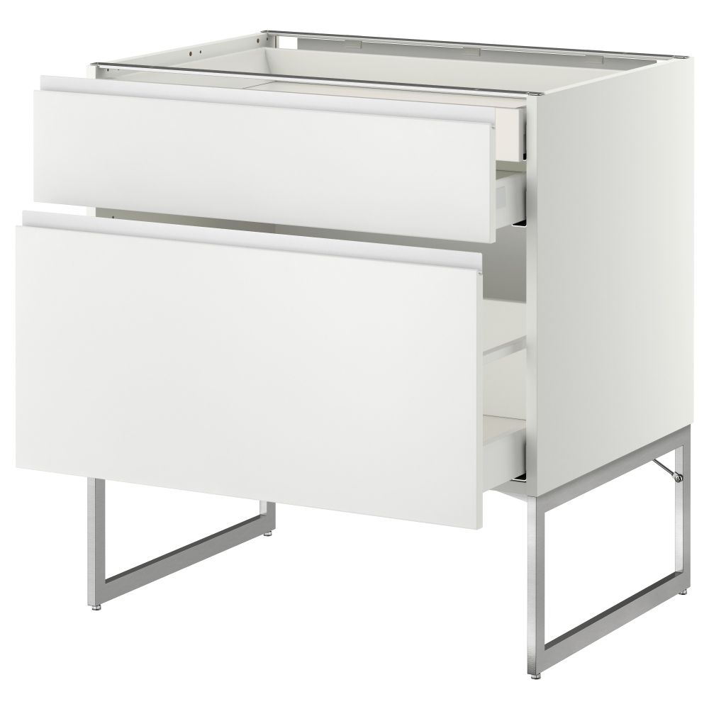 Напольный шкаф 2 фронтальных панели, 2 нижних,1 встроенный ящик МЕТОД / МАКСИМЕРА, белый, Нодста белый - схема-чертеж с размерами
