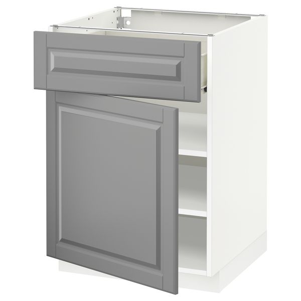 Напольный шкаф с ящиком, дверью МЕТОД / ФОРВАРА, белый, Будбин серый - схема-чертеж с размерами