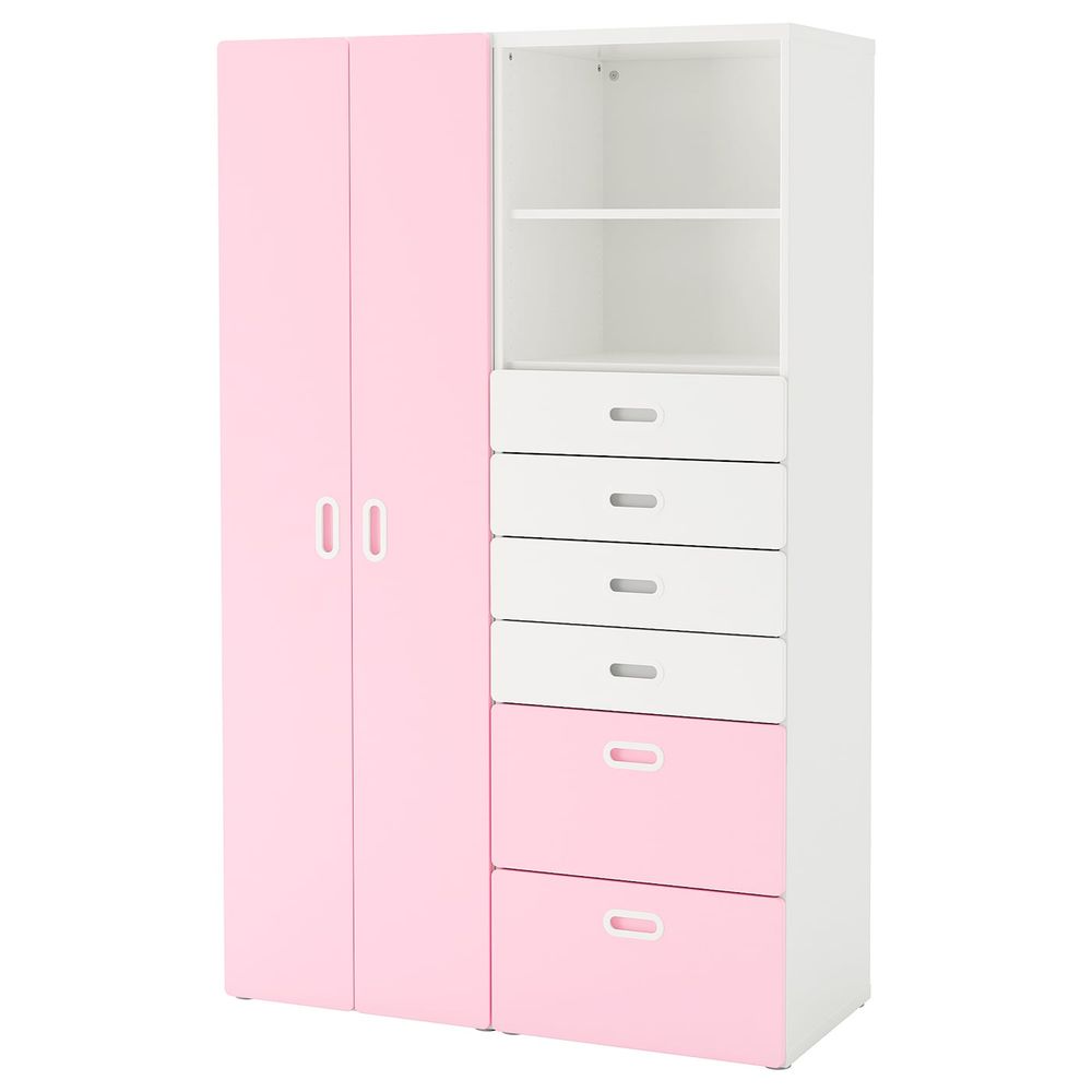 Шкаф платяной, белый/светло-розовый 120x50x192 см IKEA STUVA СТУВА / FRITIDS ФРИТИДС 392.764.70 - фото 1