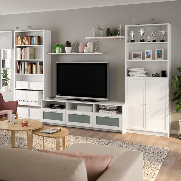 Шкаф для ТВ, комбинация, белый 340x41x202 см IKEA BILLY БИЛЛИ / BRIMNES БРИМНЭС 593.986.92 - фото 2