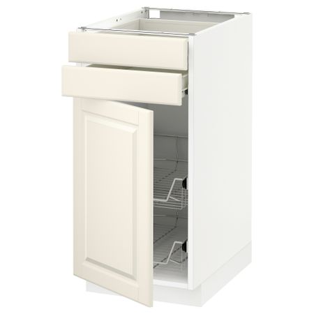 Напольный шкаф, дверца, 2 ящика, проволочных корзин МЕТОД / ФОРВАРА, белый, Будбин белый с оттенком