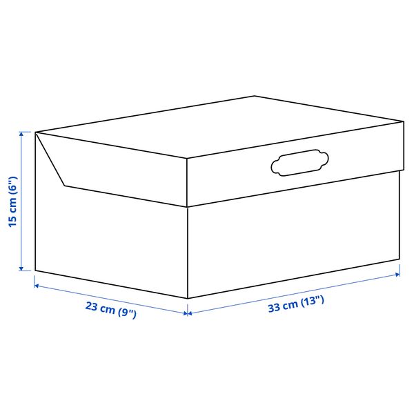 Коробка с крышкой, 33x23x15 см, белый-серо-зеленый IKEA HYVENS ХЮВЕНС 404.574.79 - схема-чертеж с размерами