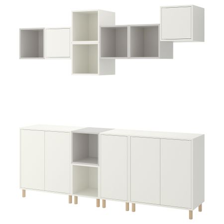 Комбинация шкафов с ножками, 210x35x210 см, белый, светло-серый IKEA EKET ЭКЕТ 593.861.37