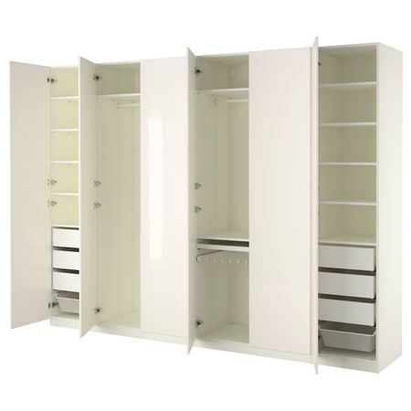 Гардероб, белый, Фардаль глянцевый/белый, 300x60x236 см IKEA ПАКС 192.488.45