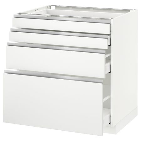 Напольный шкаф 4 фронтальных панели, 4 ящика МЕТОД / МАКСИМЕРА, белый, Нодста белый