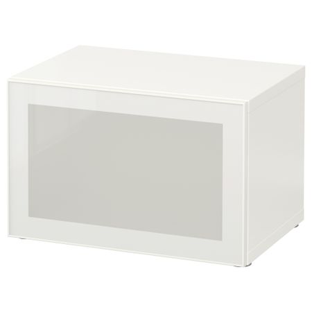 Стеллаж со стеклянной дверью БЕСТО, белый, Глассвик белый/матовое стекло (60x40x38 см)