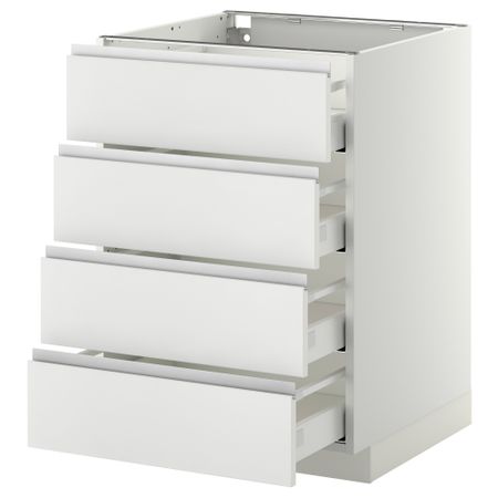 Напольный шкаф 4 фронтальных панели, 4 ящика МЕТОД / МАКСИМЕРА, белый, Нодста белый