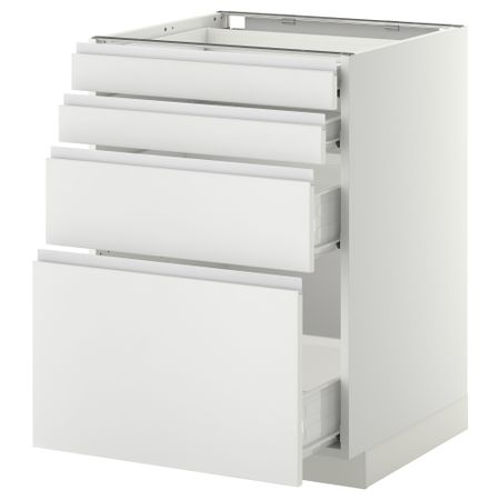Напольный шкаф 4 фронтальных панели, 4 ящика МЕТОД / ФОРВАРА, белый, Нодста белый