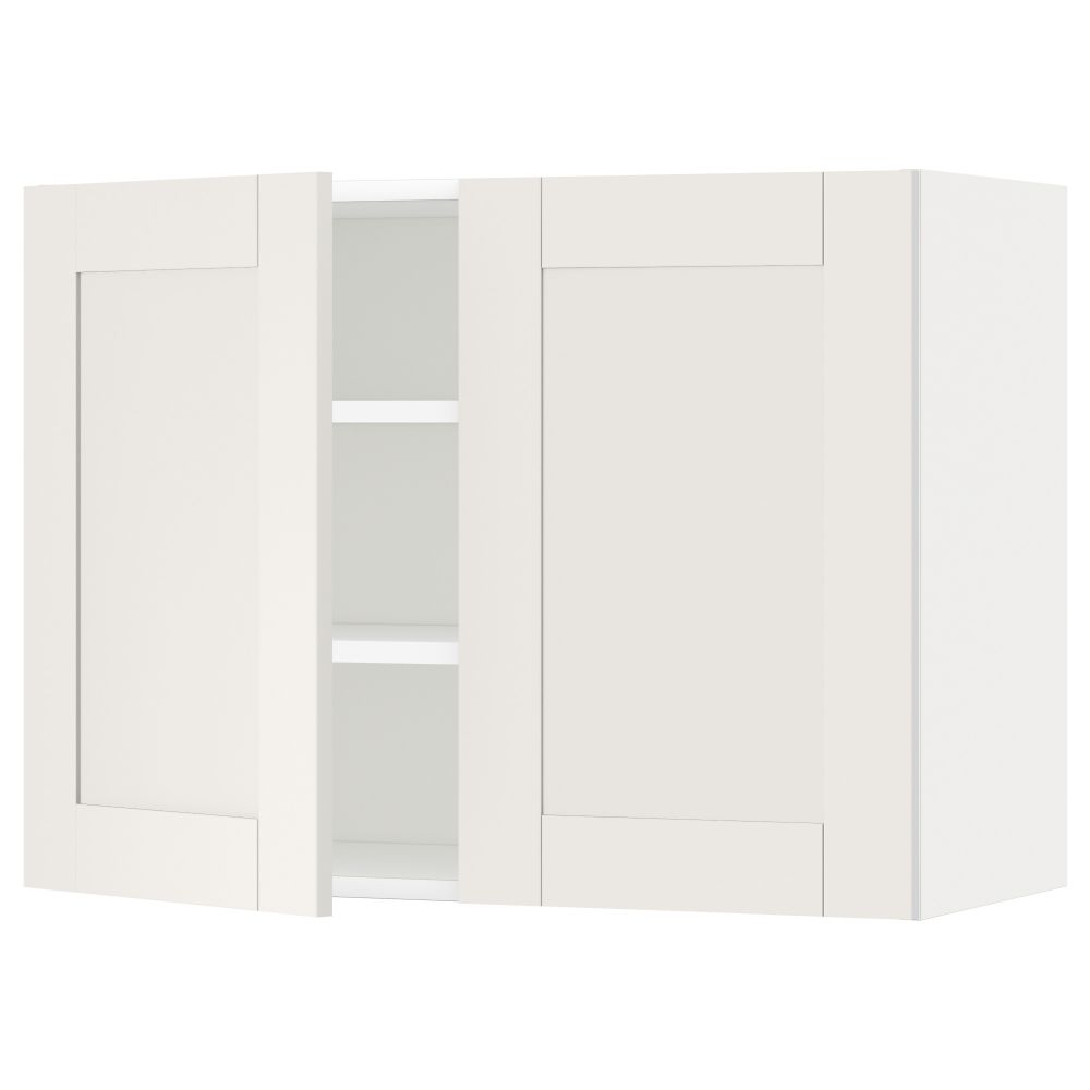 Навесной шкаф с полками, 2 дверцы МЕТОД, белый, Сэведаль белый - схема-чертеж с размерами