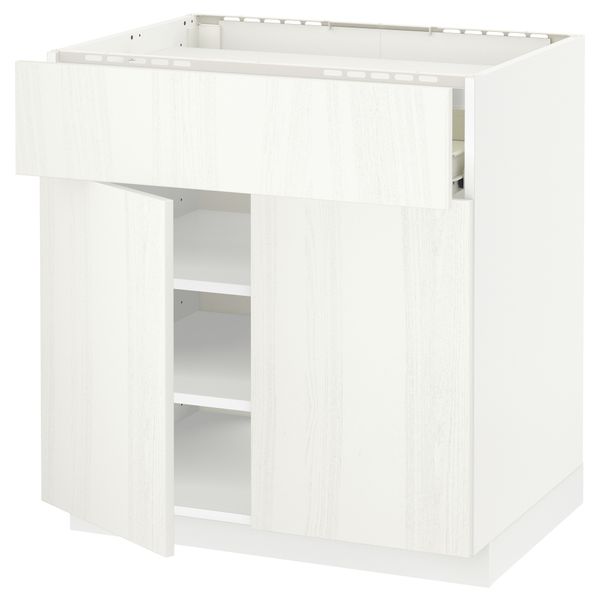 Напольный шкаф для варочной панели, ящик, полка, 2 дверцы МЕТОД / ФОРВАРА, белый, Росдаль белый (80x60 см) - схема-чертеж с размерами