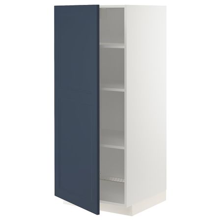 Высокий шкаф с полками, белый Акстад/матовая поверхность синий 60x60x140 см IKEA METOD МЕТОД 594.020.38