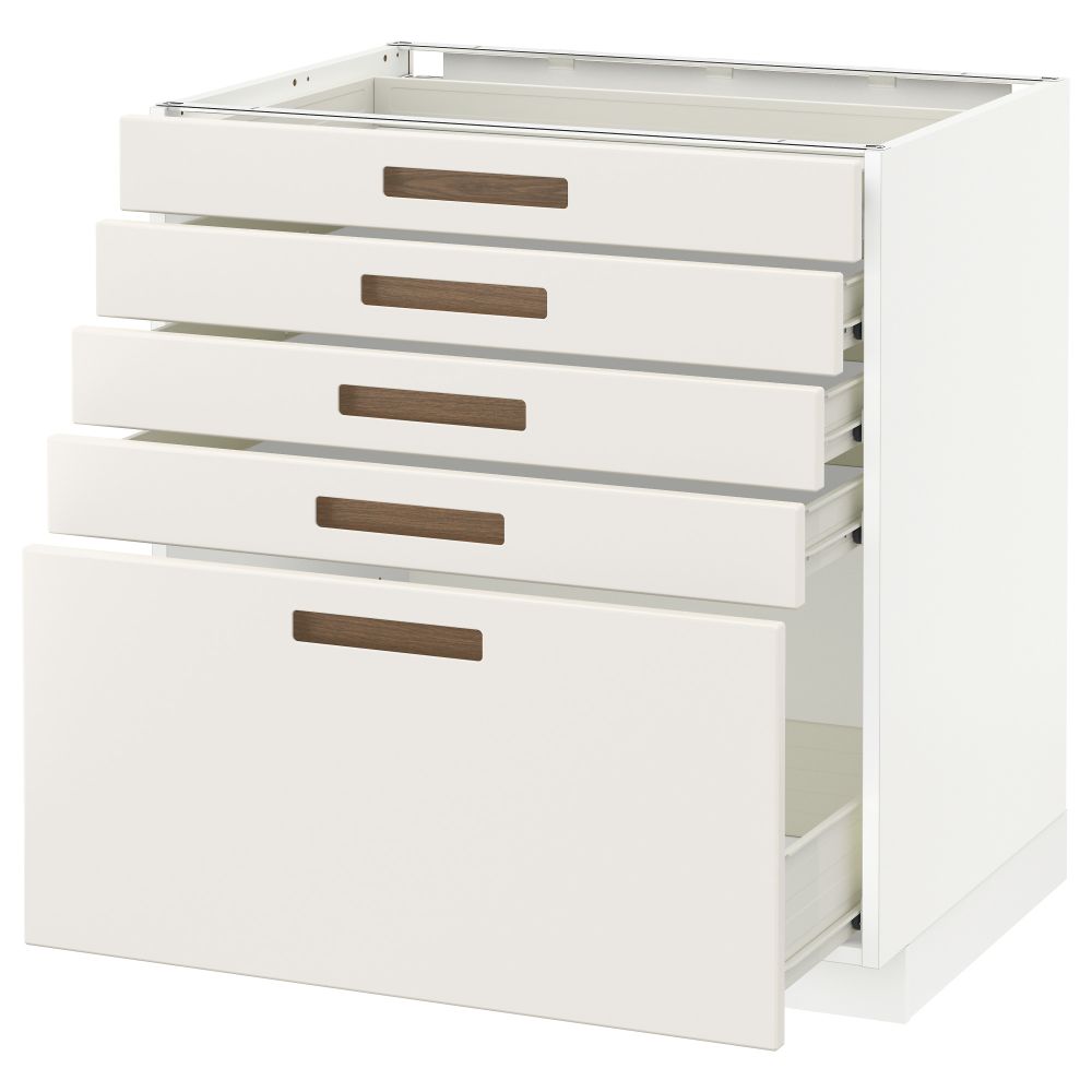 Напольный шкаф с 5 ящиками МЕТОД / ФОРВАРА, белый, Мэрста белый - схема-чертеж с размерами