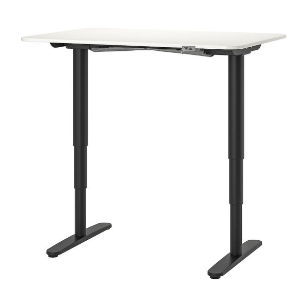 Стол/трансф, белый, черный 120x80 см IKEA BEKANT БЕКАНТ 193.039.07 - фото 1