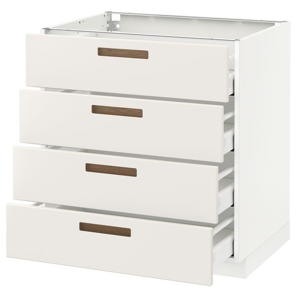 Напольный шкаф 4 фронтальных панели, 4 ящика МЕТОД / МАКСИМЕРА, белый, Мэрста белый - схема-чертеж с размерами