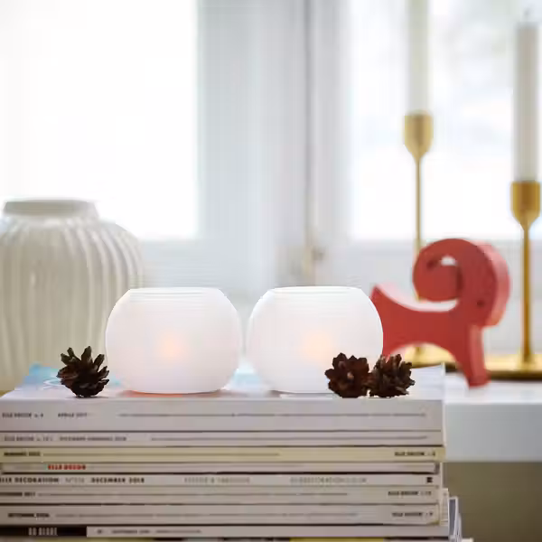 VINTERFINT Подсвечник для греющей свечи - матовое стекло белый 7 см - схема-чертеж с размерами