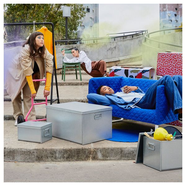 Коробка с крышкой, оцинковка, 50x70x40 см IKEA ОМБЮТЕ 504.466.40 - схема-чертеж с размерами