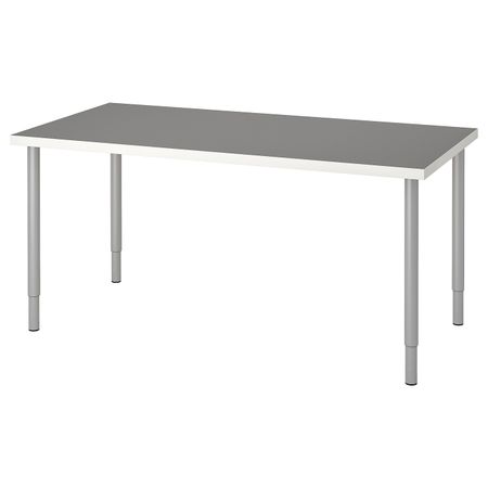 Стол, светло-серый белый, серебристый 150x75 см IKEA LINNMON ЛИННМОН / OLOV ОЛОВ 893.313.46