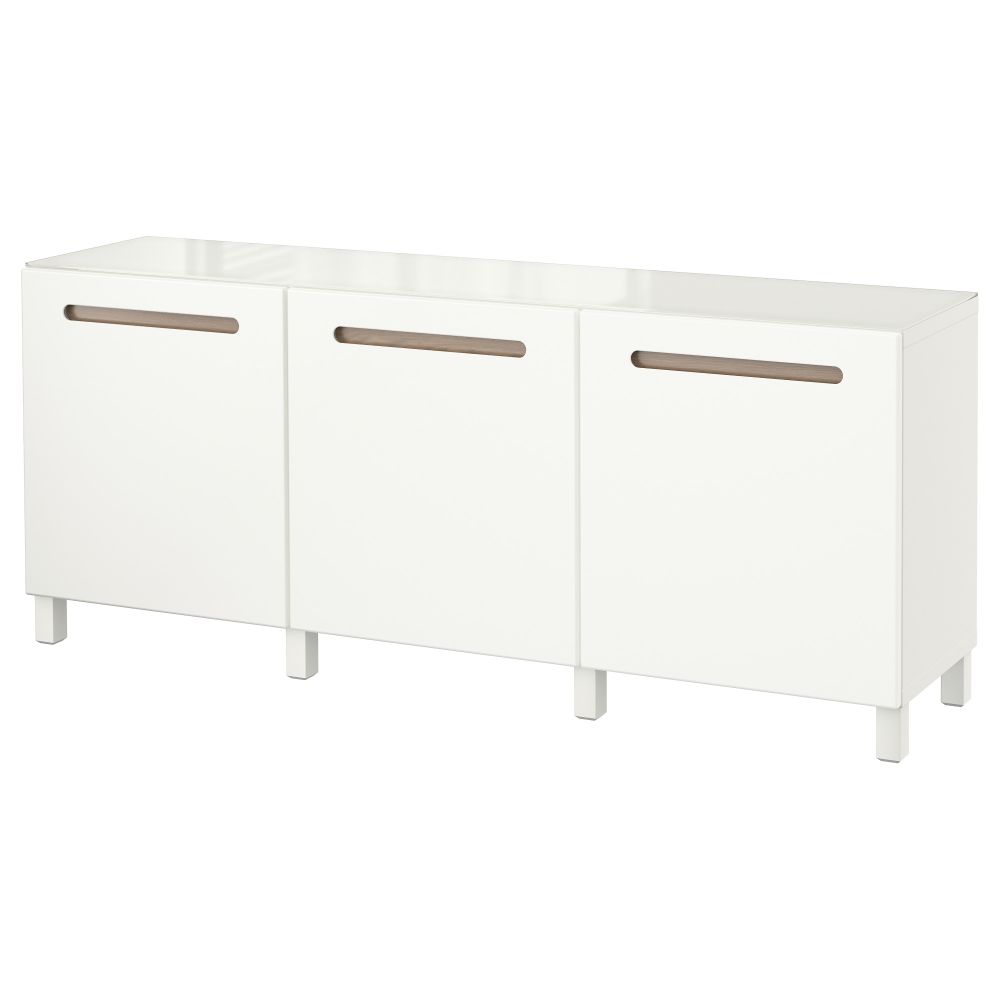 Комбинация для хранения с дверцами БЕСТО, белый, Марвикен белый (180x40x74 см) - фото 1