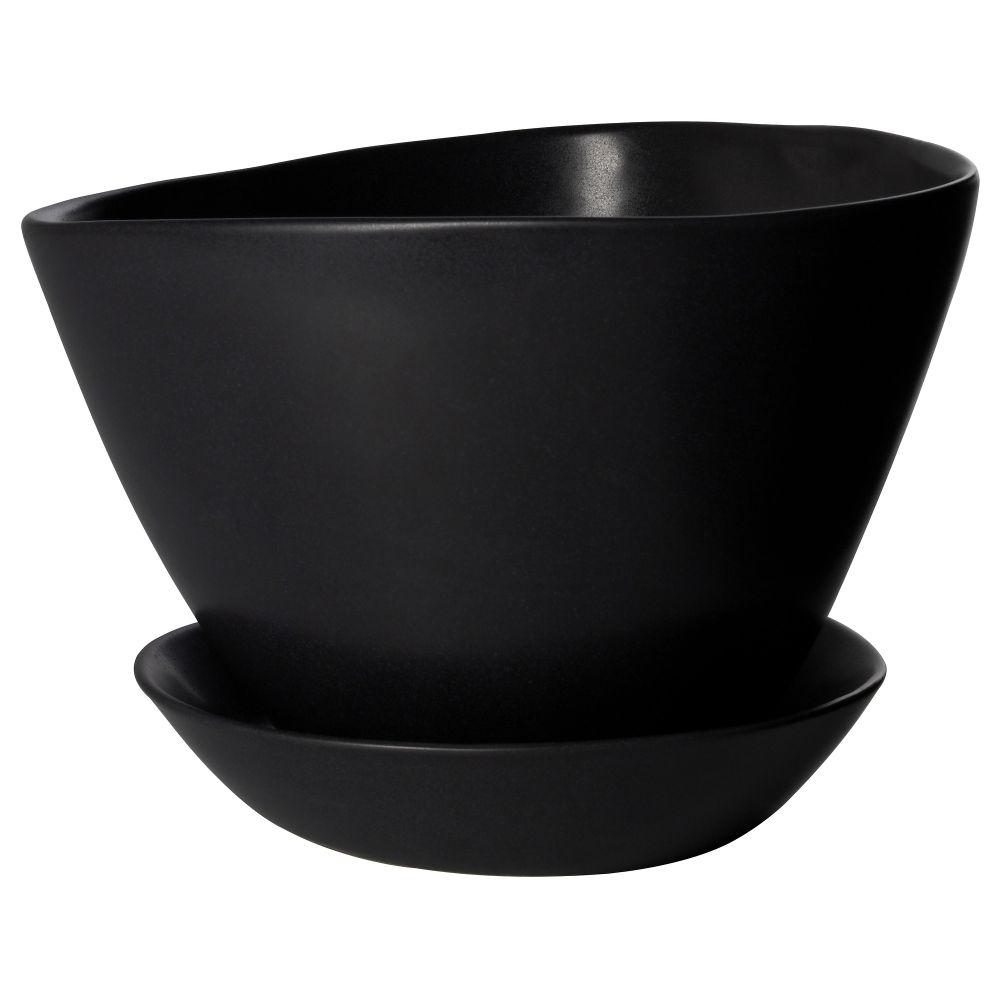 Горшок цветочный с поддоном БИГАРРО, д/дома/улицы черный, черный - фото 1