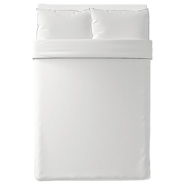 Пододеяльник и 2 наволочки, белый, серый 200x200/50x70 см IKEA КУНГСБЛОММА 104.230.75 - схема-чертеж с размерами