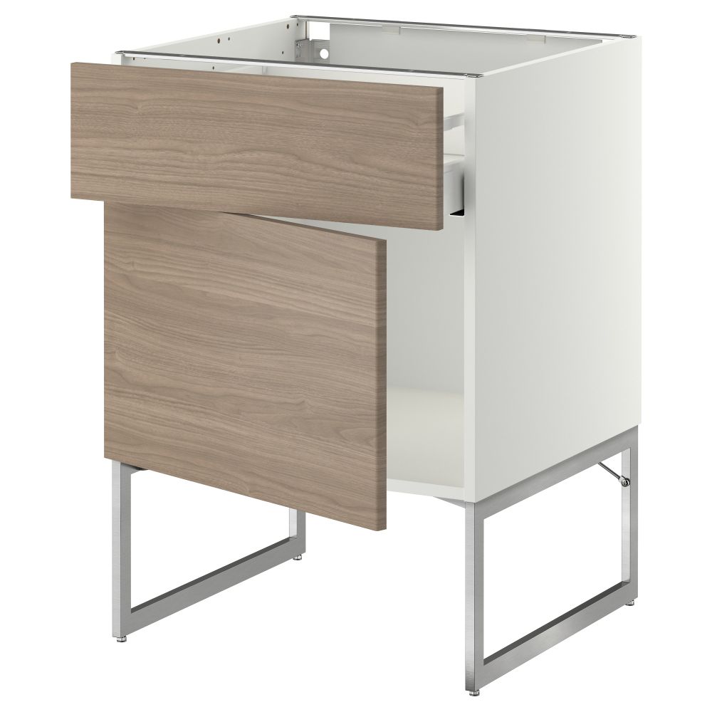 Напольный шкаф с ящиком, дверью МЕТОД / МАКСИМЕРА, белый, Брокхульт светло-серый - схема-чертеж с размерами