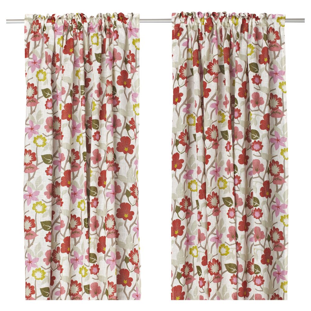 Гардины, 1 пара ФЛИКНЭВА, цветы (145x270 см) - схема-чертеж с размерами