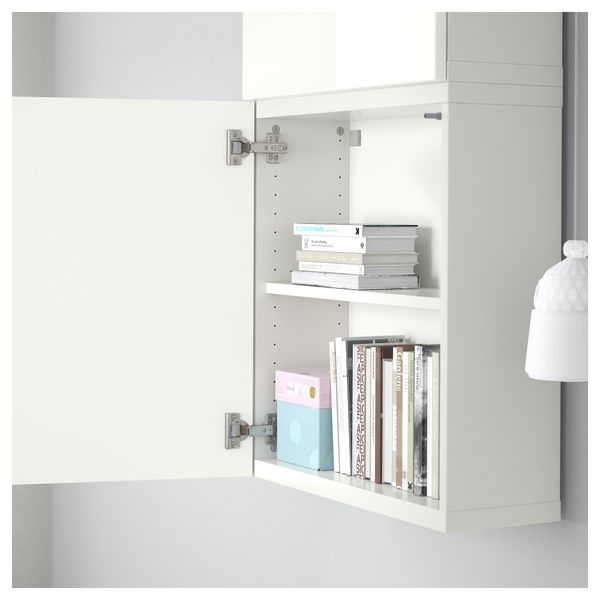 Навесной шкаф с 2 дверями БЕСТО, белый, Сельсвикен глянцевый/белый (60x20x128 см) - схема-чертеж с размерами