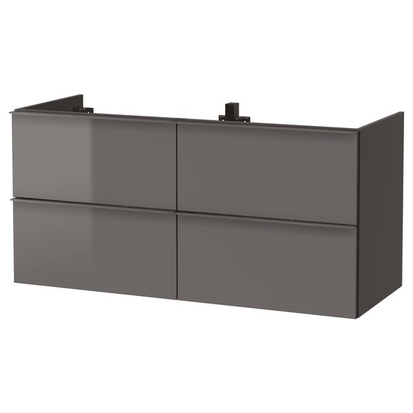 Шкаф для раковины с 4 ящик, 120x47x58 см, глянцевый серый IKEA GODMORGON ГОДМОРГОН 503.440.95 - фото 2