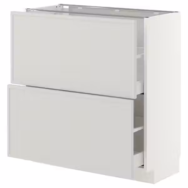 METOD / MAXIMERA Напольный шкаф с 2 ящиками - белый/Aspudden светло-серый 80x37 см - фото 1