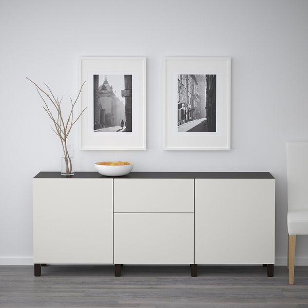 Комбинация для хранения с ящиками, черно-коричневый/Лаппвикен светло-серый 180x40x74 см IKEA БЕСТО 092.494.64 - фото 2